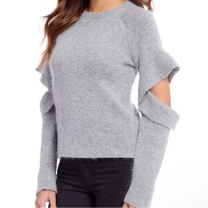 NWT Gianni Bini Gray Sweater with Cut-Out Sleeves Size M